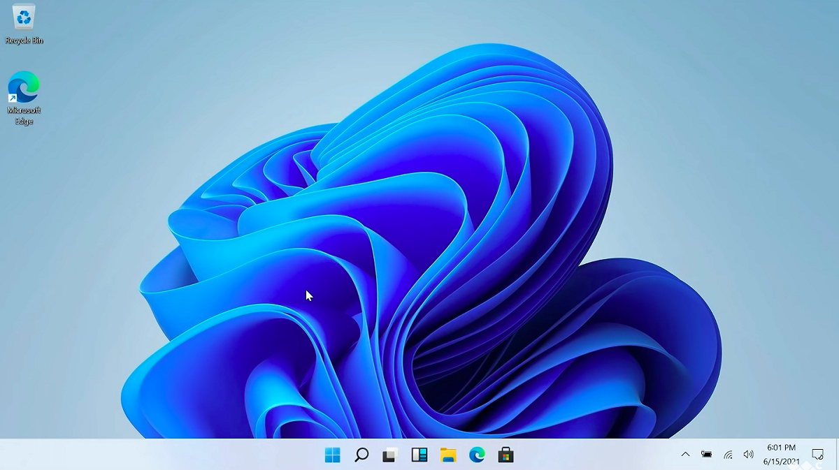 Windows 11預設桌面。 圖：翻攝自Windows Central Youtube