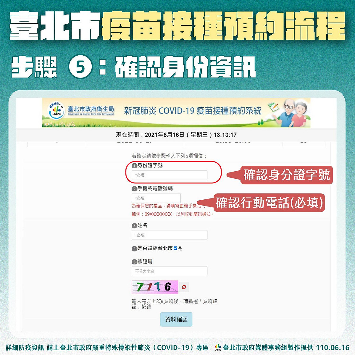 預約疫苗施打流程。 圖：台北市政府 / 提供