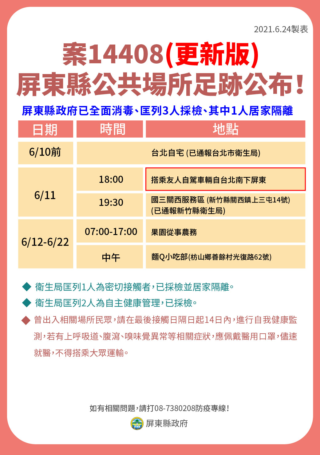 案14408屏東縣活動史。 圖：翻攝潘孟安臉書