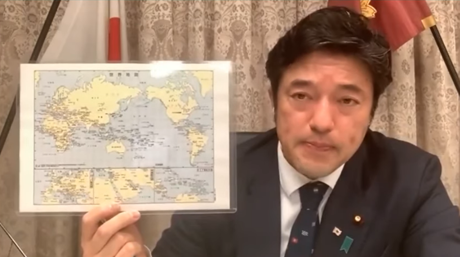 日本防衛副大臣中山泰秀視訊出席美國智庫對談，秀出地圖指名中國最新的攻擊範圍，強調中俄合作對國際威脅日增。 圖：翻攝自YouTube/Hudson Institute