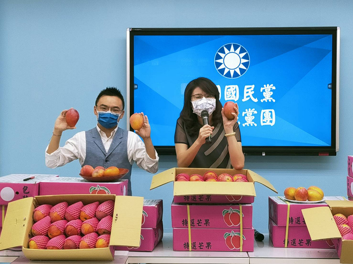 國民黨團訂購屏東枋山愛文芒果，號召民眾以行動挺屏東、挺農民。 圖：國民黨立法院黨團/提供