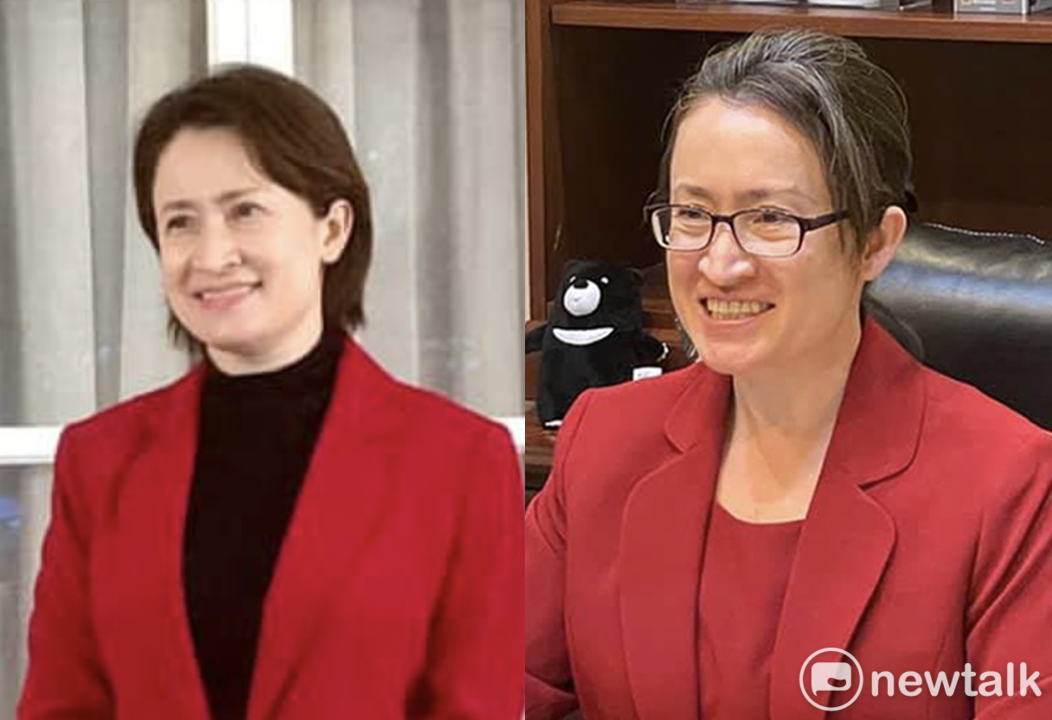 蕭美琴今年2月（左）與現在（右）的白髮量，相差許多。 圖：擷取自蕭美琴臉書