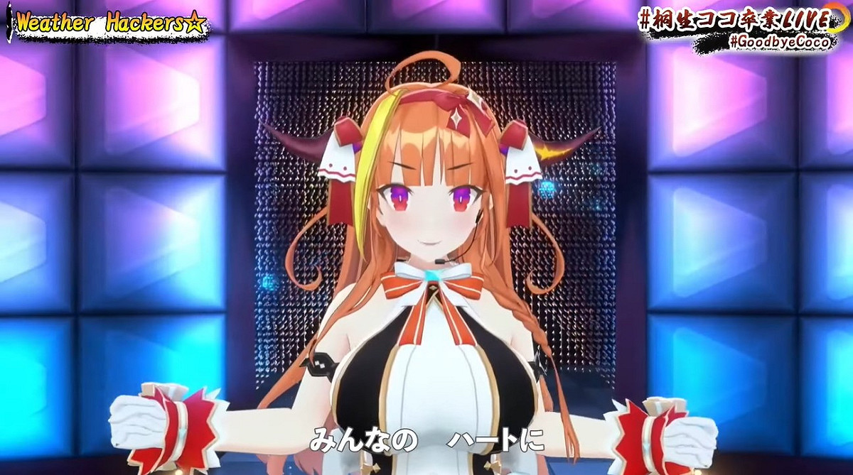 桐生可可於畢業前帶來現場演唱會。 圖：翻攝自Coco Ch. 桐生ココ