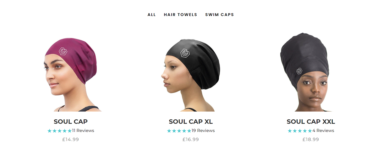Soul Cap是專門為黑人的辮子頭、爆炸頭所設計，較能讓黑人運動員將其頭髮塞進泳帽。 圖：翻攝自Soul Cap官網