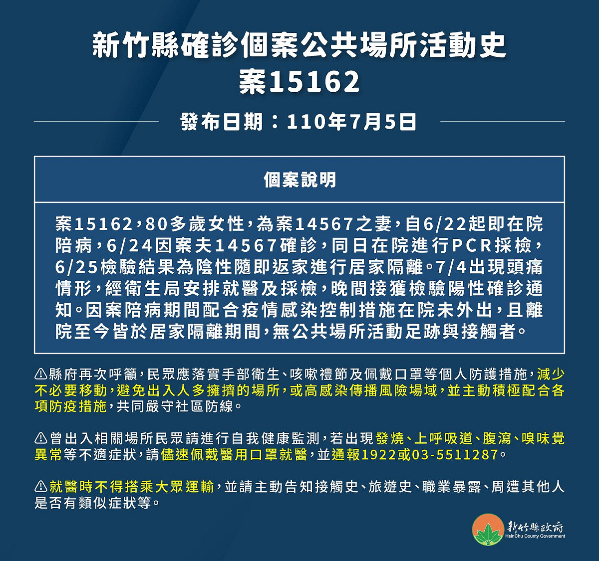 新竹縣確診個案活動史。 圖：新竹縣政府