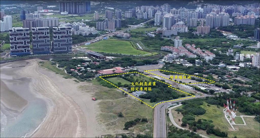 新北市淡水沙崙園區暨停車場用地區位圖。 圖：新北市經發局提供
