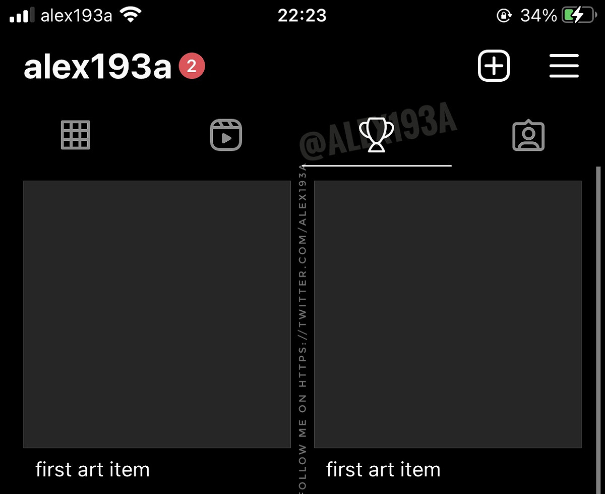 Instagram在個人檔案中加入「珍藏物（Collectible）」的欄位。 圖：翻攝自@alex193a推特