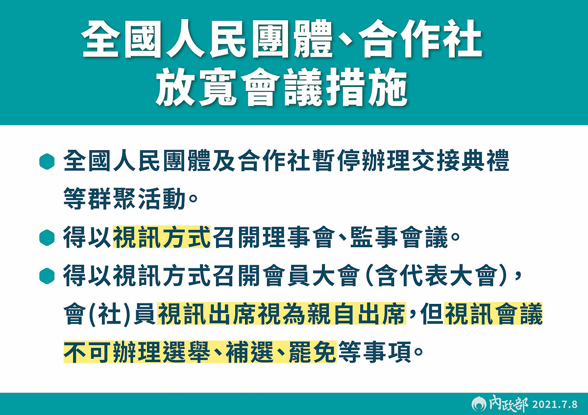 人民團體、合作社召開理、監事會議，將允許以視訊方式進行。 圖：內政部/提供