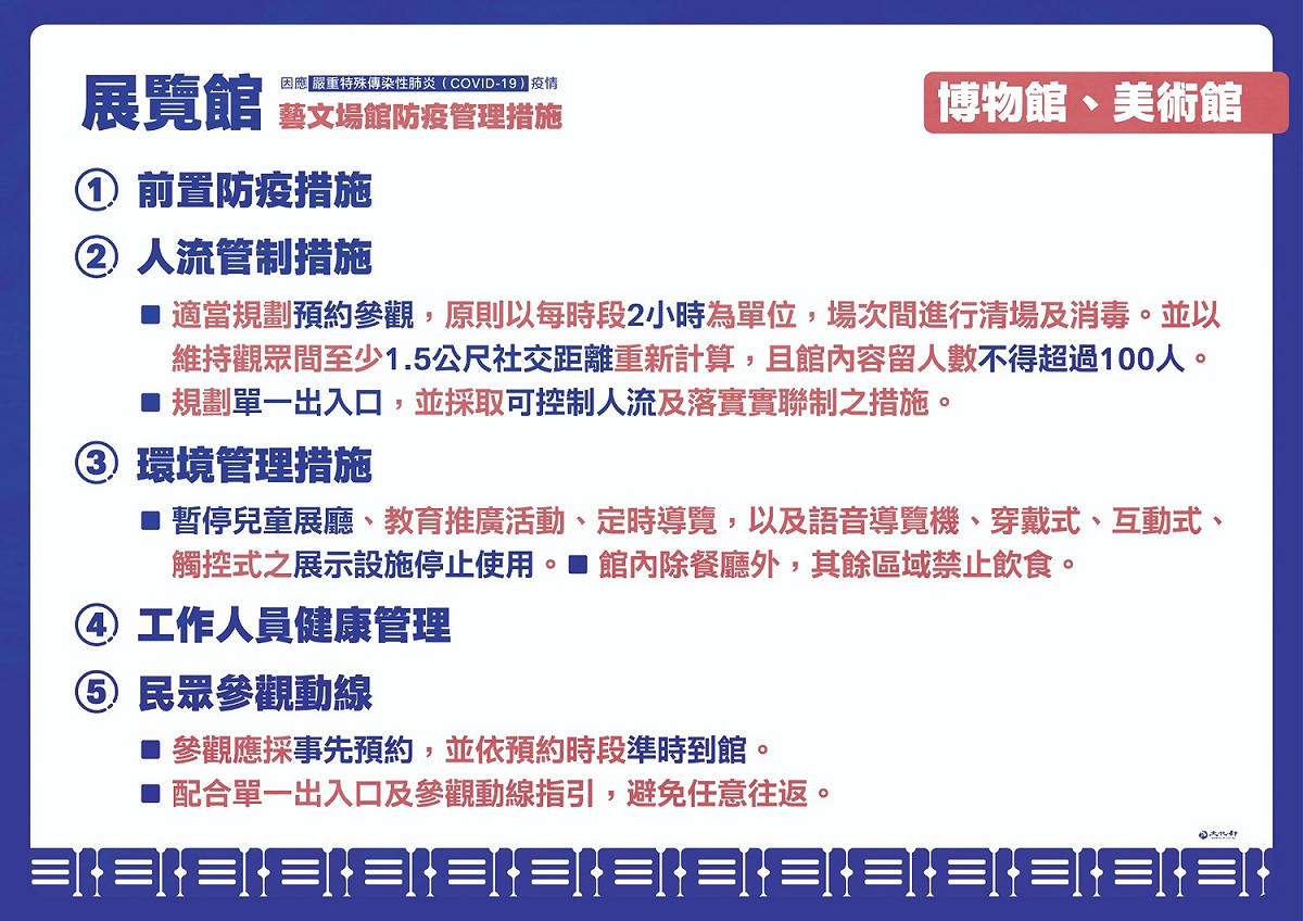 展覽館防疫管理措施。 圖：文化部/提供