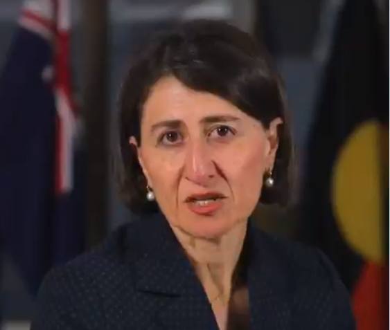 澳洲新南威爾斯州州長貝雷吉克利安（Gladys Berejiklian），今天新增50例社區感染再創新高 圖：翻攝Gladys Berejiklian Twitter影片