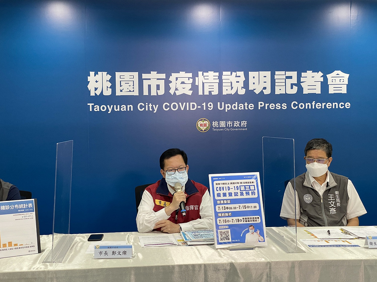 桃園市長鄭文燦主持疫情說明。 圖：桃園市政府/提供