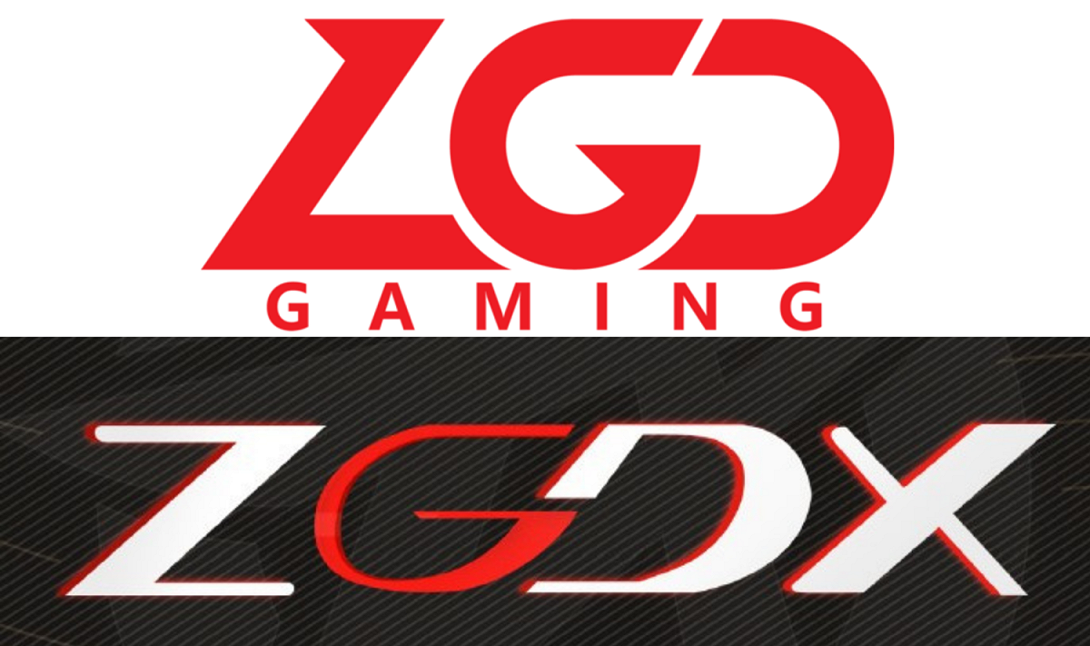 電競雷劇《你微笑時很美》成立之ZGDX隊徽（圖下）與LGD（圖上）高度相似。 圖：翻攝自ZGDX、LGD