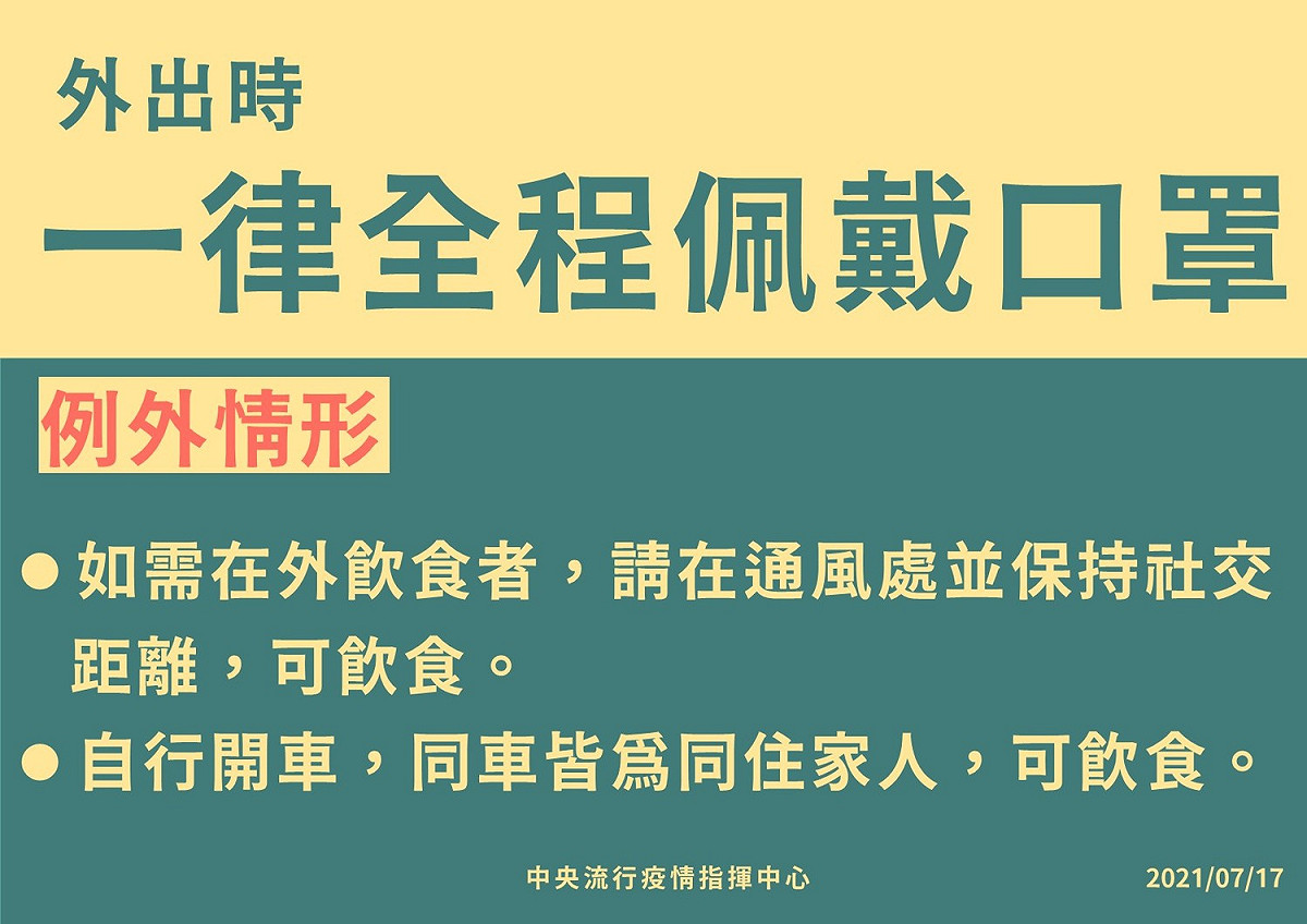 指揮中心宣布，有2種情況民眾可在戶外用餐。 圖：中央流行疫情指揮中心／提供