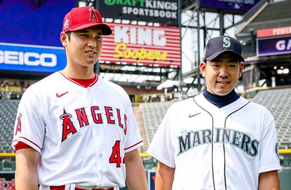 大谷翔平與學長菊池雄星合影。 圖／大聯盟推特