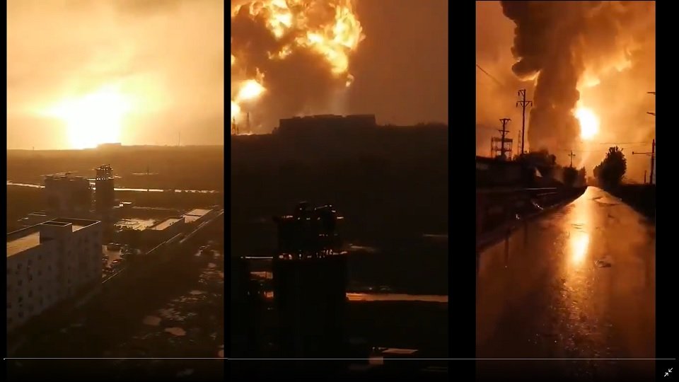 河南登封某鋁廠發生劇烈爆炸。 截自網路影片