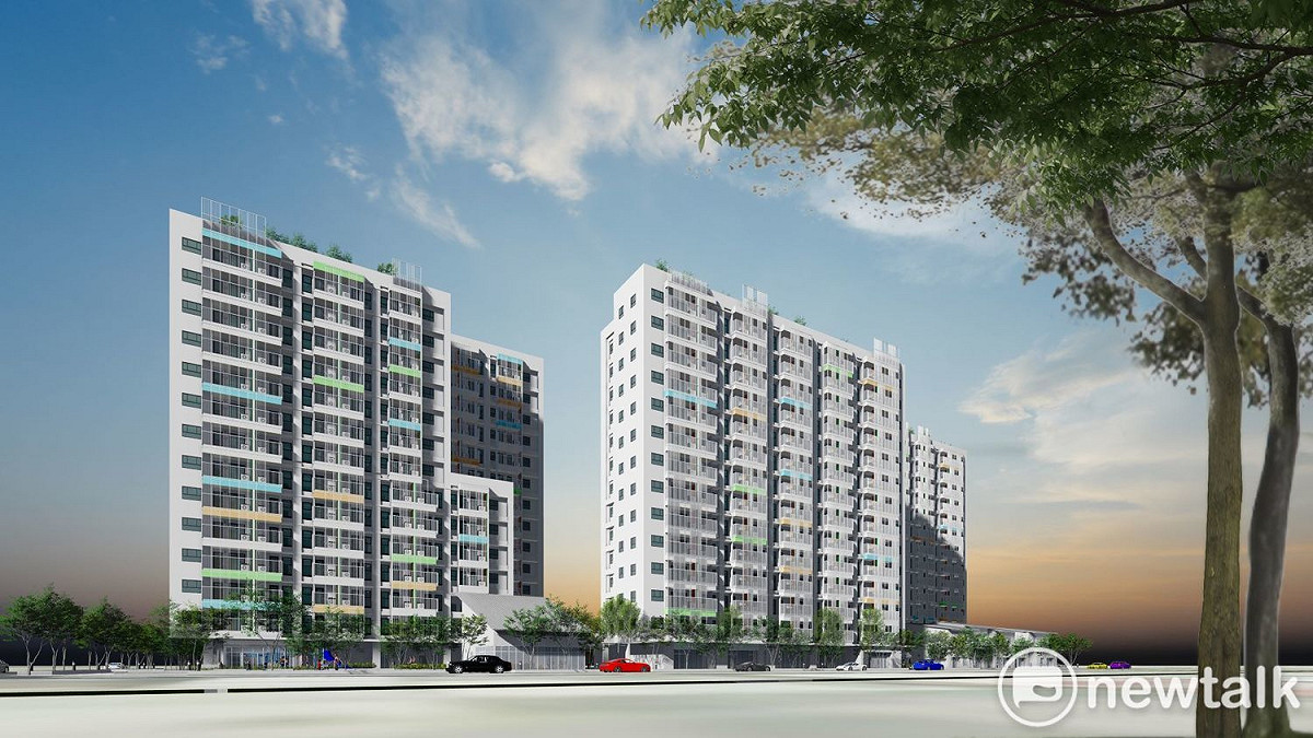 中央國家住宅及都市更新中心興辦之東區新都安居只租不售之社會住宅，規劃為地上14層、地下2層三棟建築群，一房型有390戶、二房型有185戶及三房型39戶。 圖：台南市政府提供