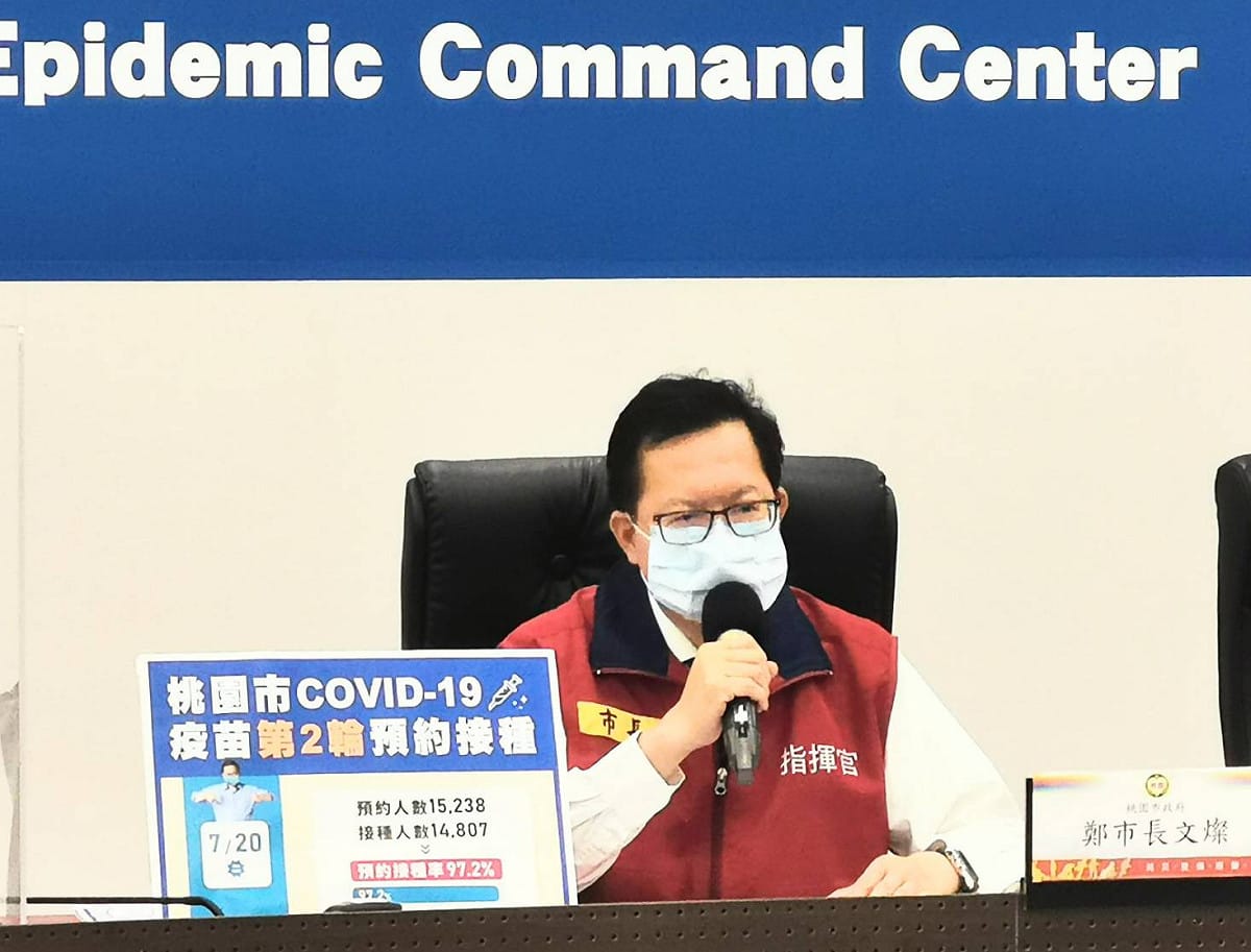 鄭文燦證實自己已完成２劑AZ疫苗接種。 圖：桃園市政府／提供