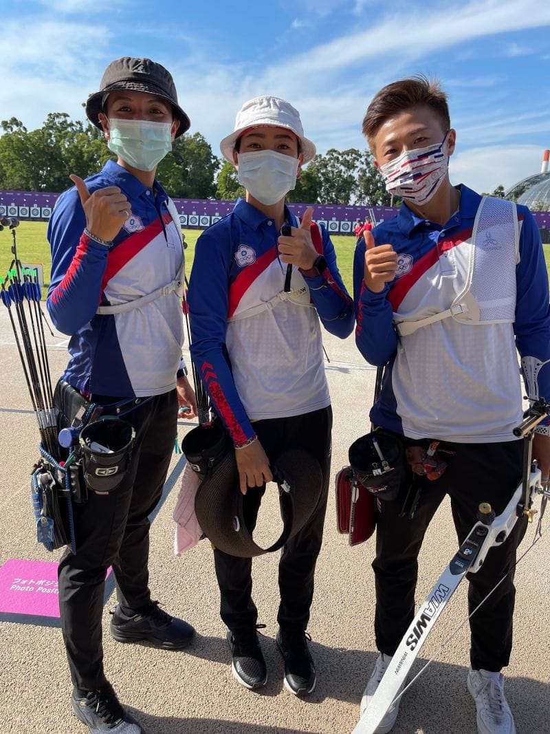 中華射箭隊女子成員雷千瑩、譚雅婷、林佳恩今(23)日在個人資格賽登場，射出團體賽第7名，將對上德國拚8強門票。（圖／教練林政賢提供） 圖／教練林政賢提供