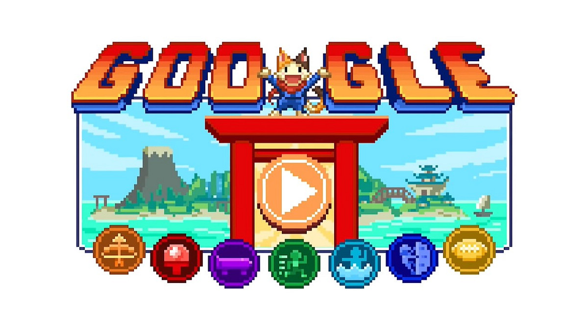 Google於今日推出奧運限定小遊戲《冠軍島運動會》。 圖：翻攝自Google首頁
