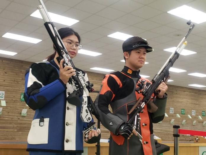 混雙10公尺空氣步槍選手林穎欣、呂紹全首次參加奧運。 圖／黃建霖攝