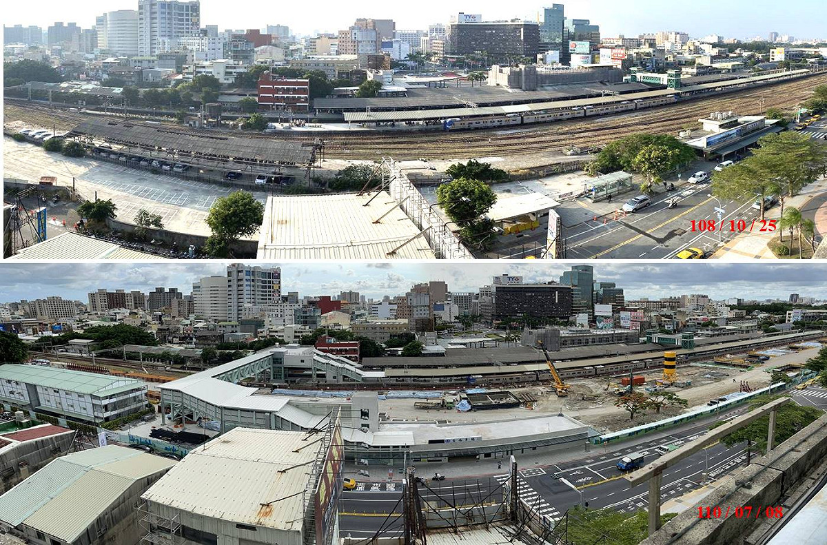 臺南市區鐵路地下化計畫工程對比圖。 圖：鐵道局提供