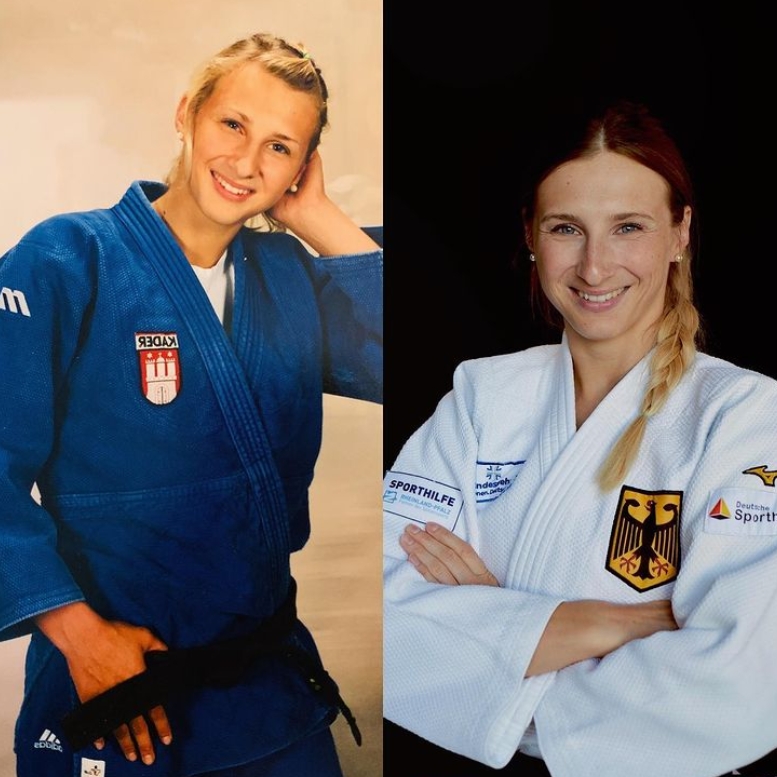 德國柔道選手特拉傑多斯(Martyna Trajdos)賽前被她的教練普薩(Claudiu Pusa)搖晃身體及打耳光，特別的激勵方式也引起討論。 圖：翻攝自特拉傑多斯Instagram