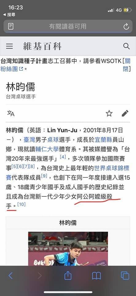 林昀儒在網友眼中成為新一代少男少女阿公阿嬤級殺手。 圖：翻攝自維基百科