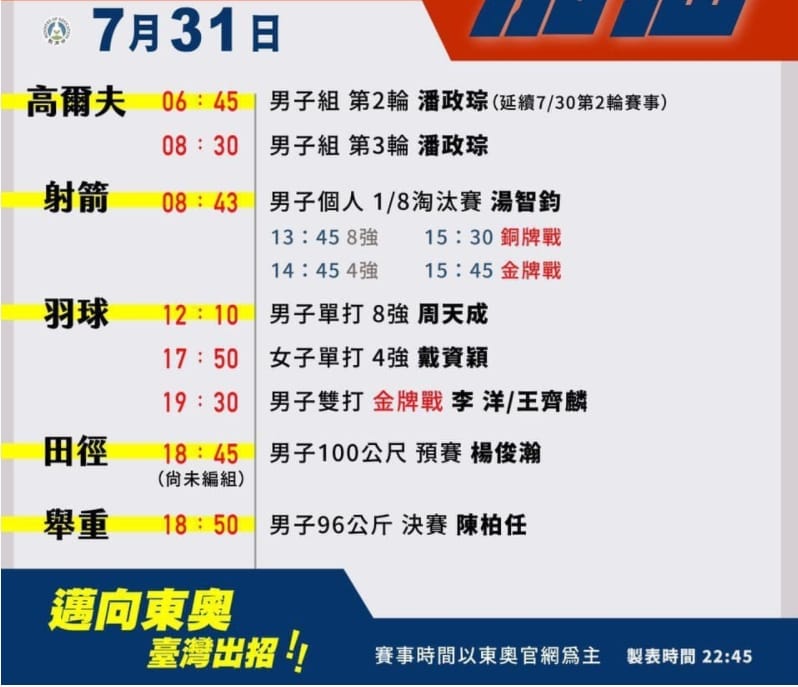 全民為東奧第九天的選手加油！ 圖/教育部臉書
