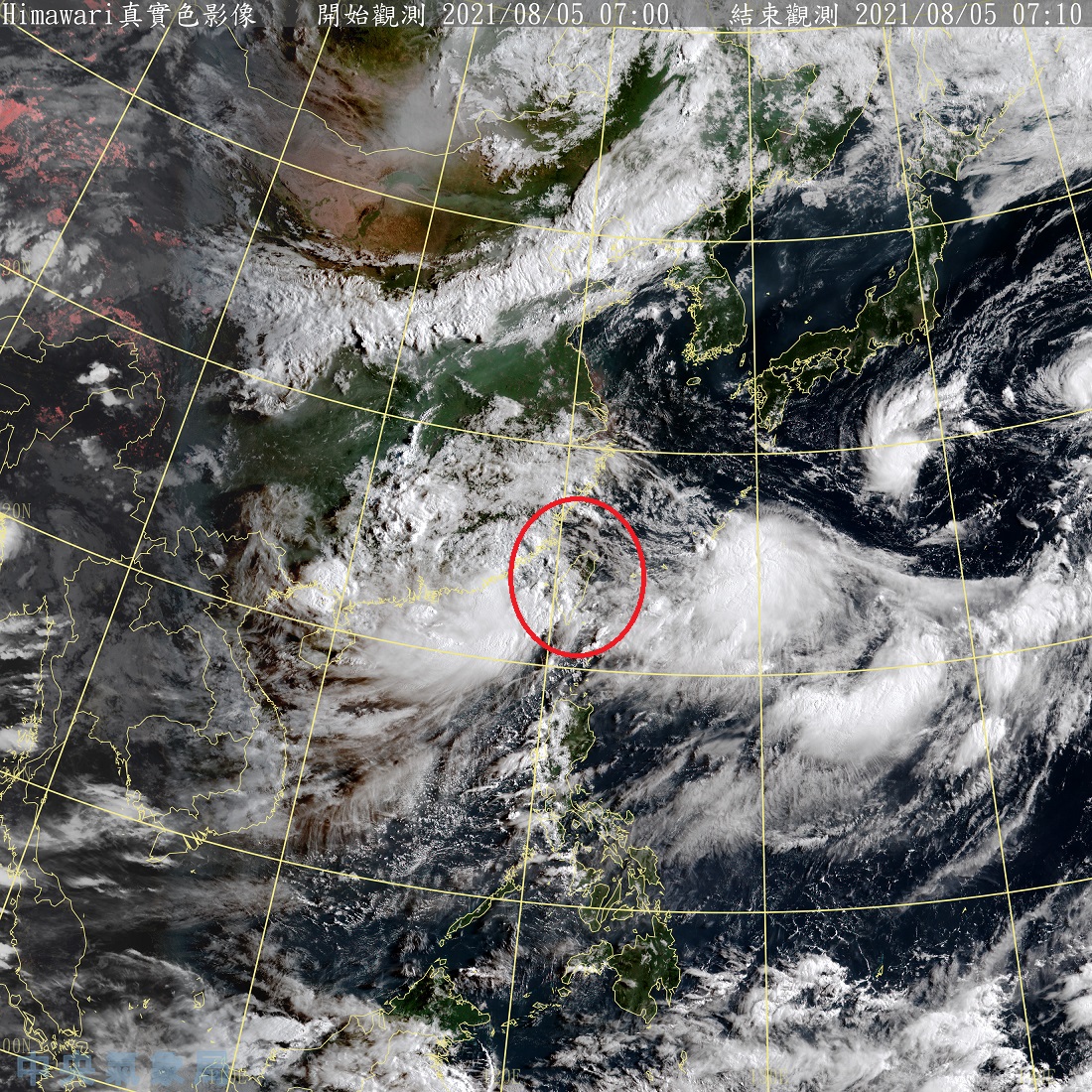 受到輕度颱風「盧碧」外圍環流影響，今天易有短延時強降雨，尤其是南部地區恐有局部大雨，包括台南、高雄與屏東已經發布大雨特報。 圖：中央氣象局/提供