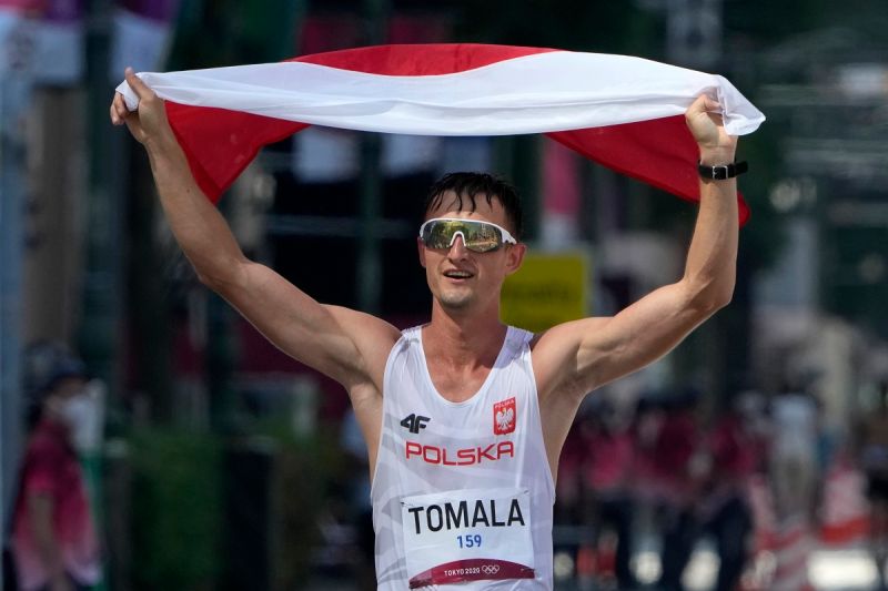 波蘭選手Dawid Tomala在東京奧運50公里競走奪金。 圖／美聯社／達志影像