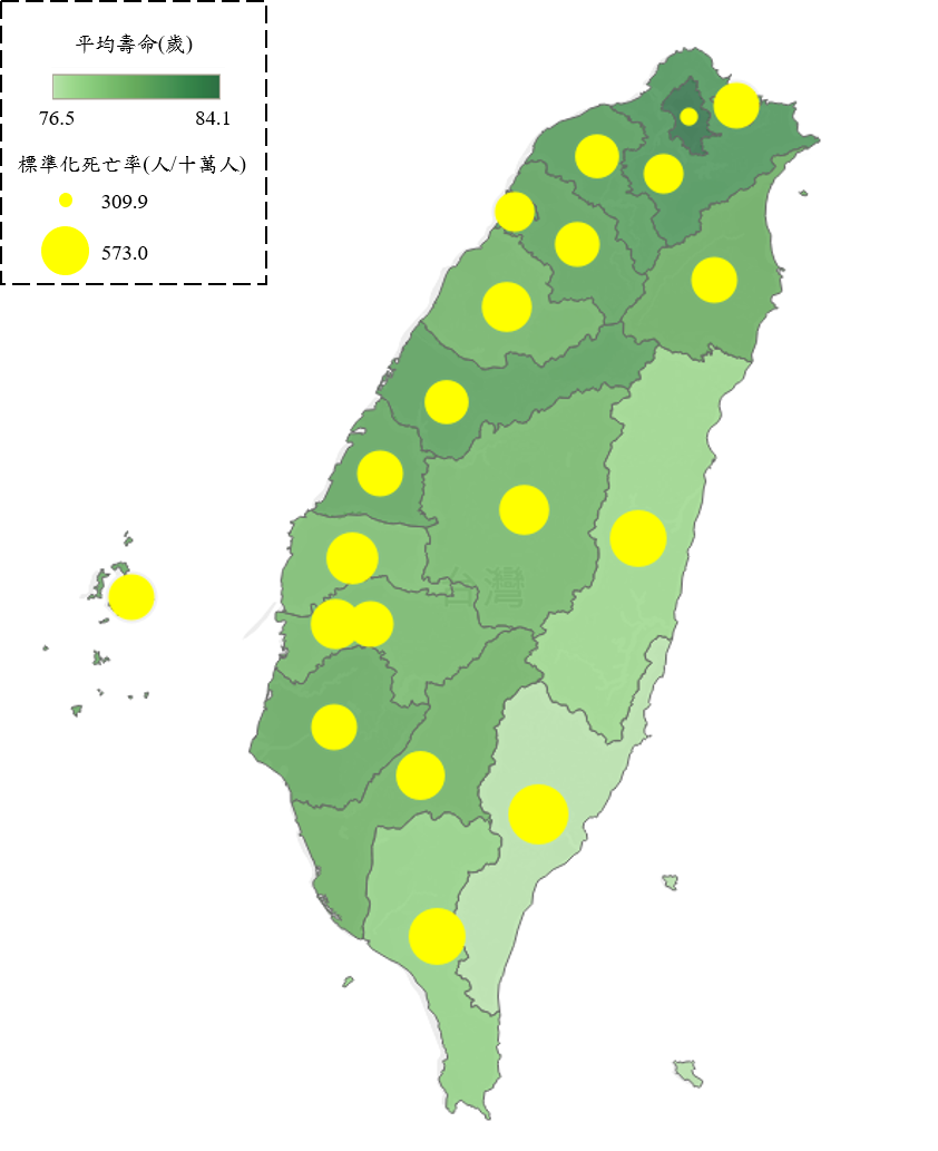 109年的國人平均壽命，若以直轄市來看，台北市84.1歲最高，其餘依序為新北市、桃園市、台中市、台南市及高雄市。 圖：內政部提供