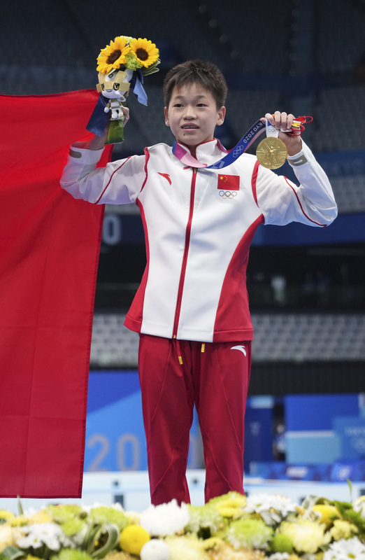 14歲的中國奧運跳水選手全紅嬋在東京奧運中奪冠。 圖：翻攝自中新網