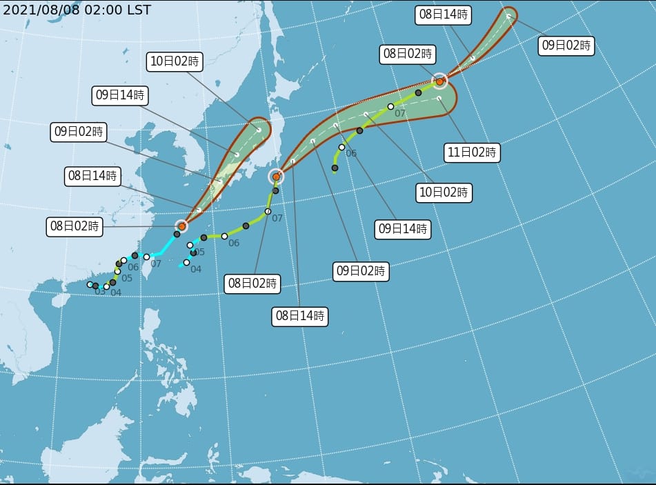 太平洋上三颱共舞。 圖/中央氣象局