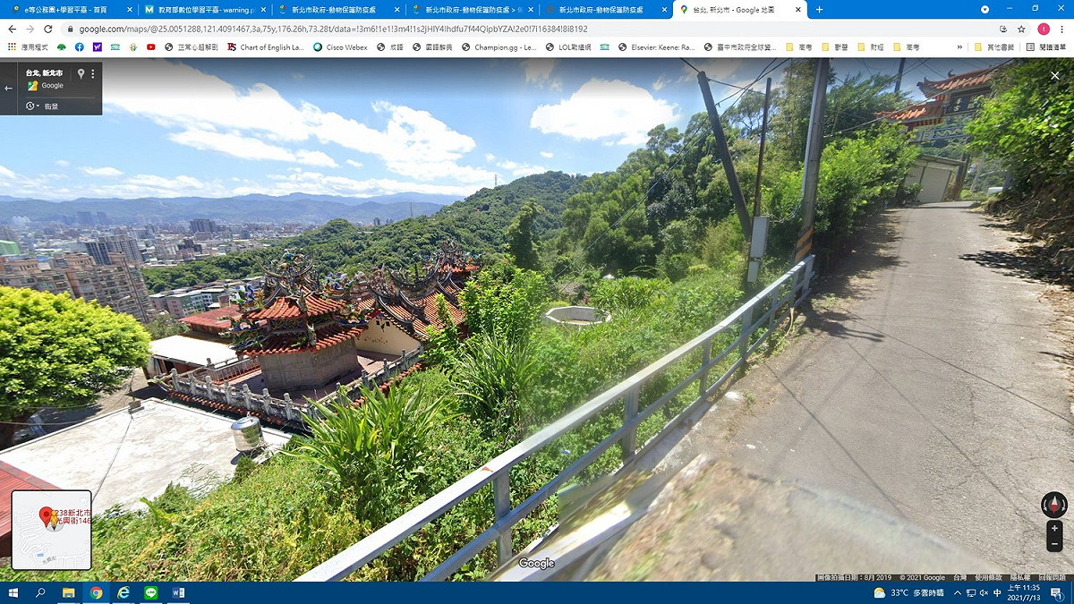 大黑狗跌落山坡下的現場，高低落差大，救援難度高。  圖：新北市動保處提供