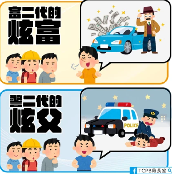 台中市政府警察局於父親節舉辦「炫父」大賽徵求網友炫耀父親在心中無可取代的事蹟。 圖：翻攝臉書