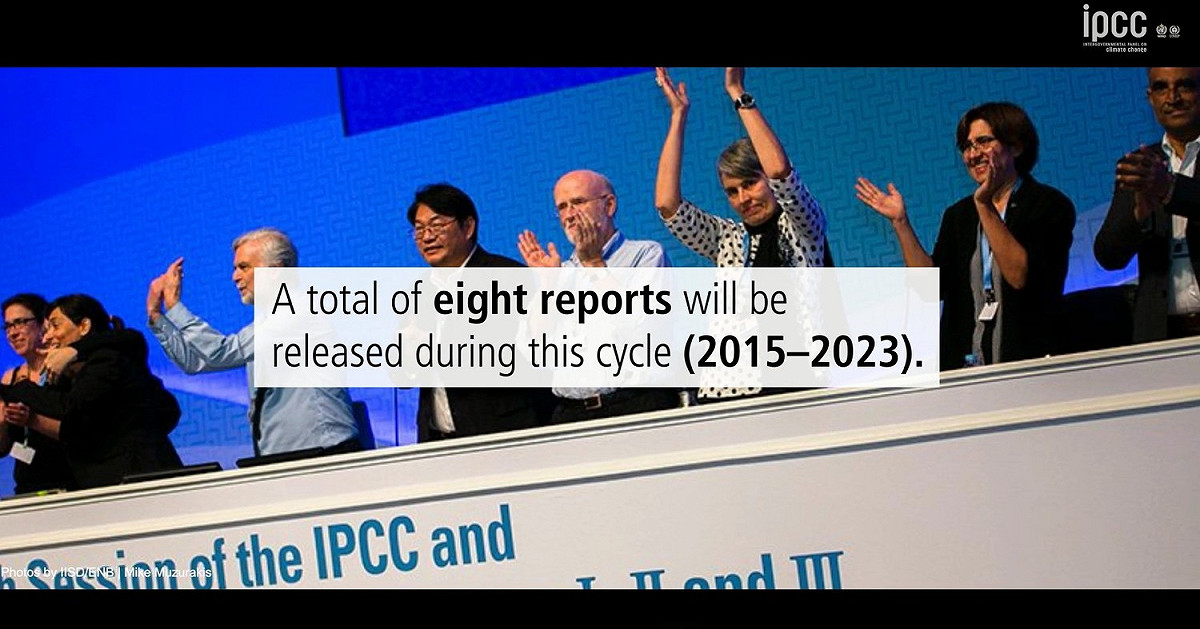 所有的IPCC氣候報告將會在2015-2023年釋出。 圖：取自IPCC官方網站