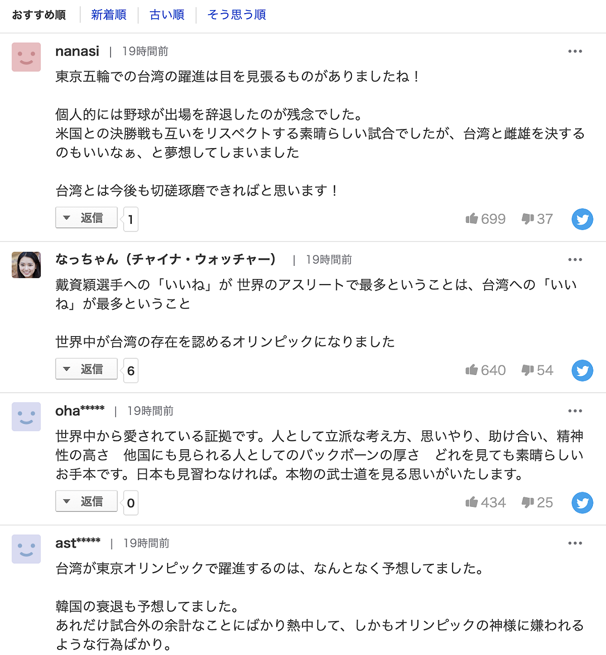 戴資穎貼文按讚數全球最多，日本網友紛紛留言回覆。 圖：擷取自日本雅虎
