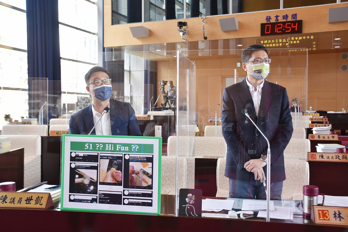 台中市議員陳世凱、林德宇要求警方加強查緝網路販毒。 台中市議員陳世凱/提供