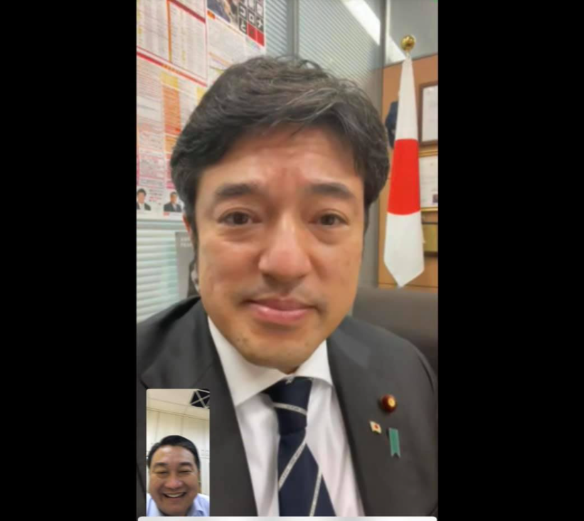 王定宇今天與日本防衛副大臣中山泰秀視訊。 圖:王定宇臉書