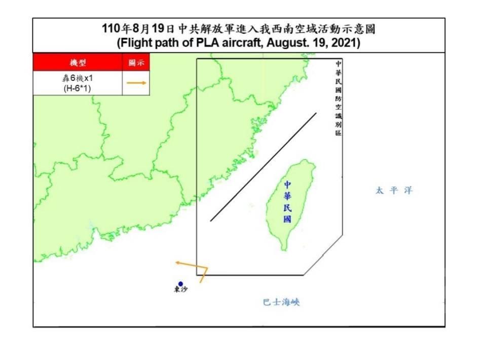 共機侵擾示意圖。 圖：國防部／提供