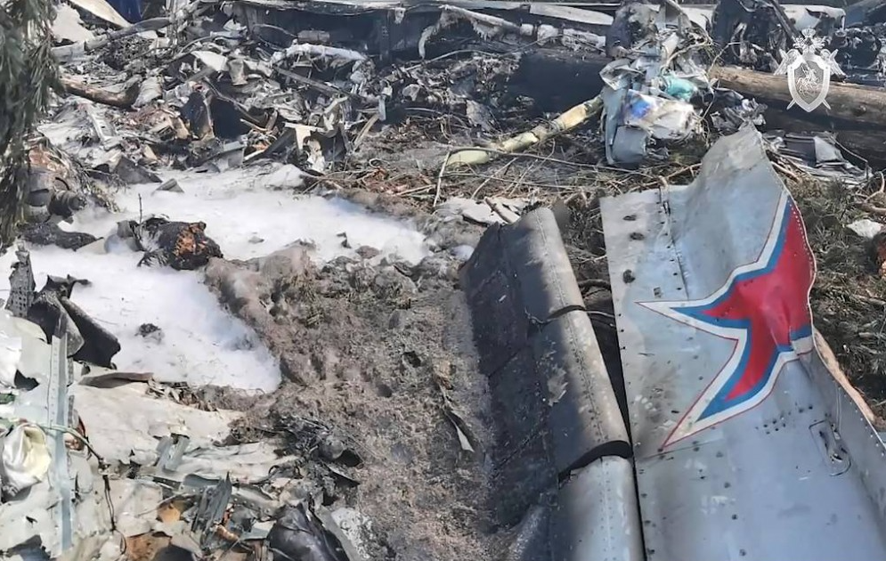 俄羅斯「伊留申-112V」軍用運輸機的試驗機墜毀殘骸。 圖：翻攝俄羅斯國防部官網