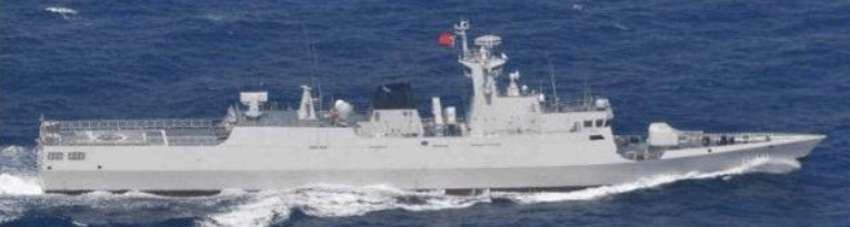 美國本周與韓國軍方進行聯合演習之際，一艘中國小型軍艦進入韓國和日本之間的水域。 圖：翻攝自環球網