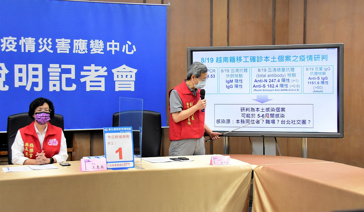 葉彥伯表示，該名移工同住家人與接觸者採檢均為陰性，研判應該是5、6月在北部遭感染，回彰化時已不具傳染力。（資料照） 圖：彰化縣政府／提供