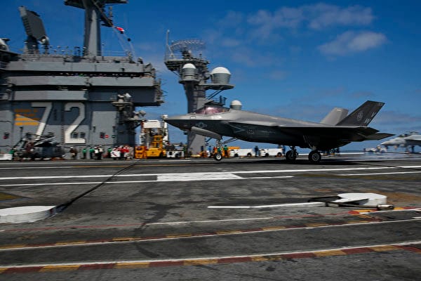美軍的F-35C隱形戰機在林肯號航母（CVN-72）上降落。 圖：翻攝自美國海軍