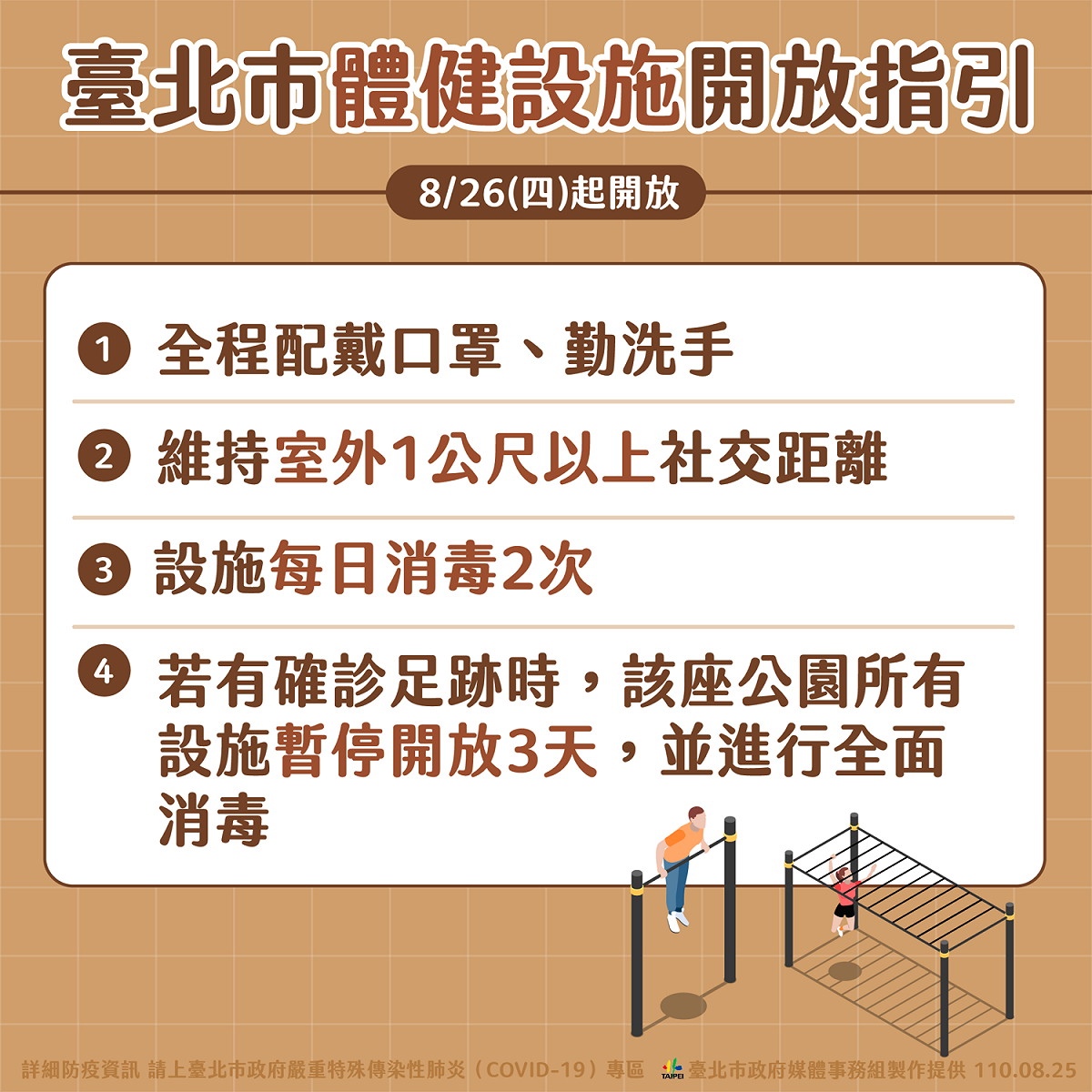 台北市開放體健設施。 圖：台北市政府 / 提供