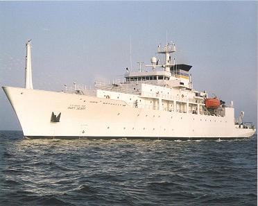 美軍「探路者級」海洋監視艦「瑪麗希爾斯號(T-AGOS-65)」。 圖：翻攝維基百科