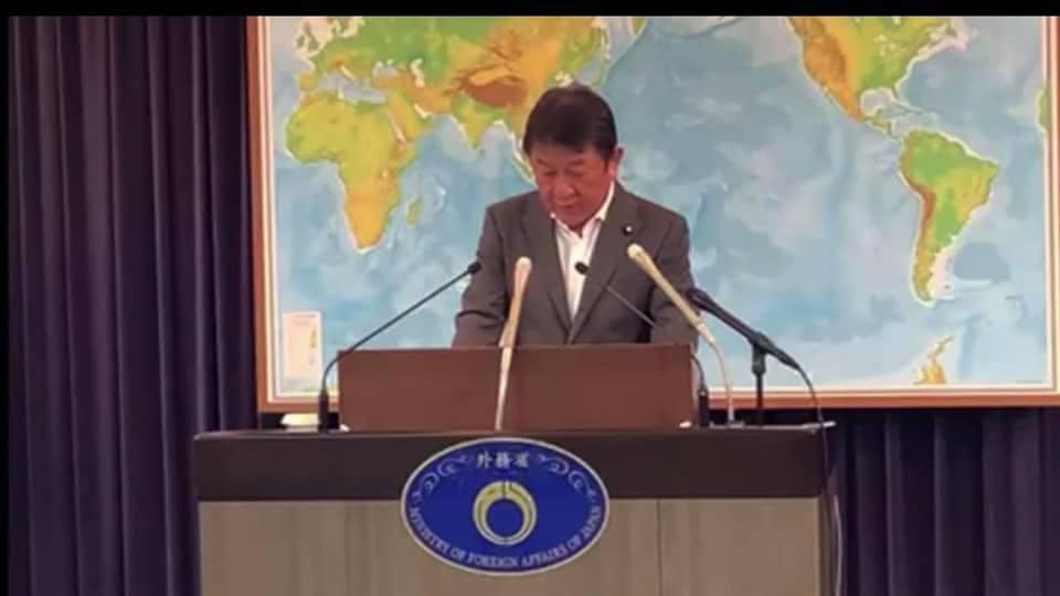 日本茂木外相宣布將在提供疫苗給台灣。 圖源:翻攝自謝長廷臉書