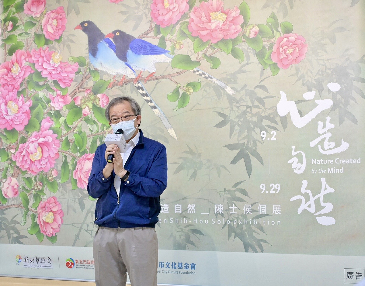 秘書長林祐賢於「心造自然-陳士侯個展」開幕致詞。 圖：新北市文化局提供