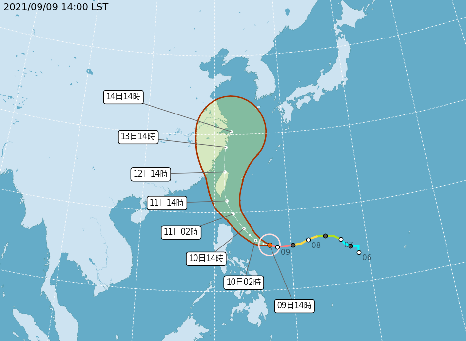 璨樹颱風最新預測路徑。 圖：中央氣象局提／提供