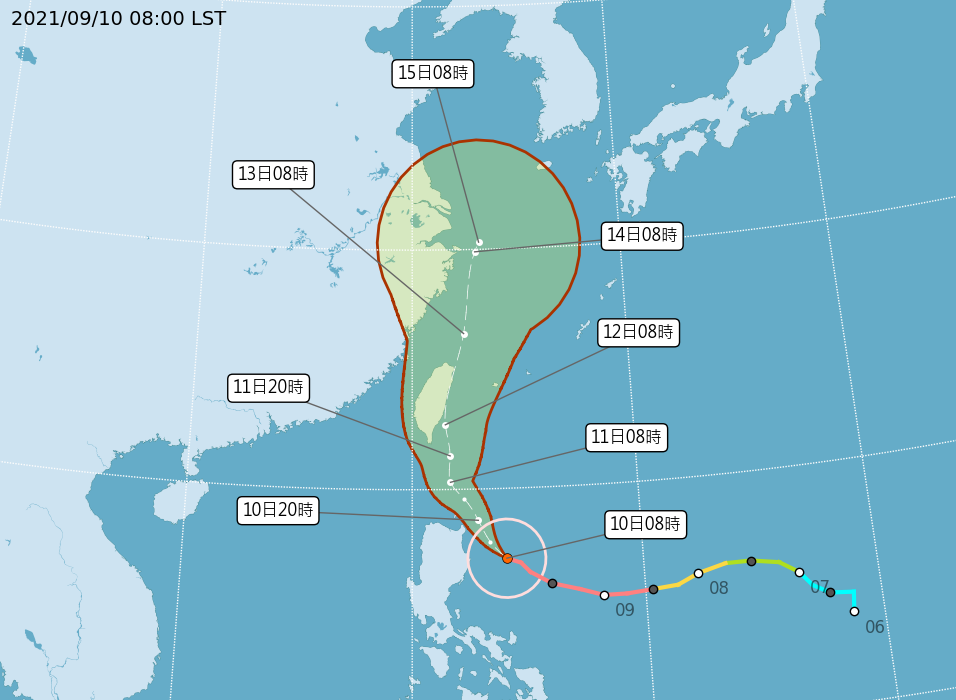 強颱璨樹的颱風潛勢預測。 圖：取自中央氣象局網站